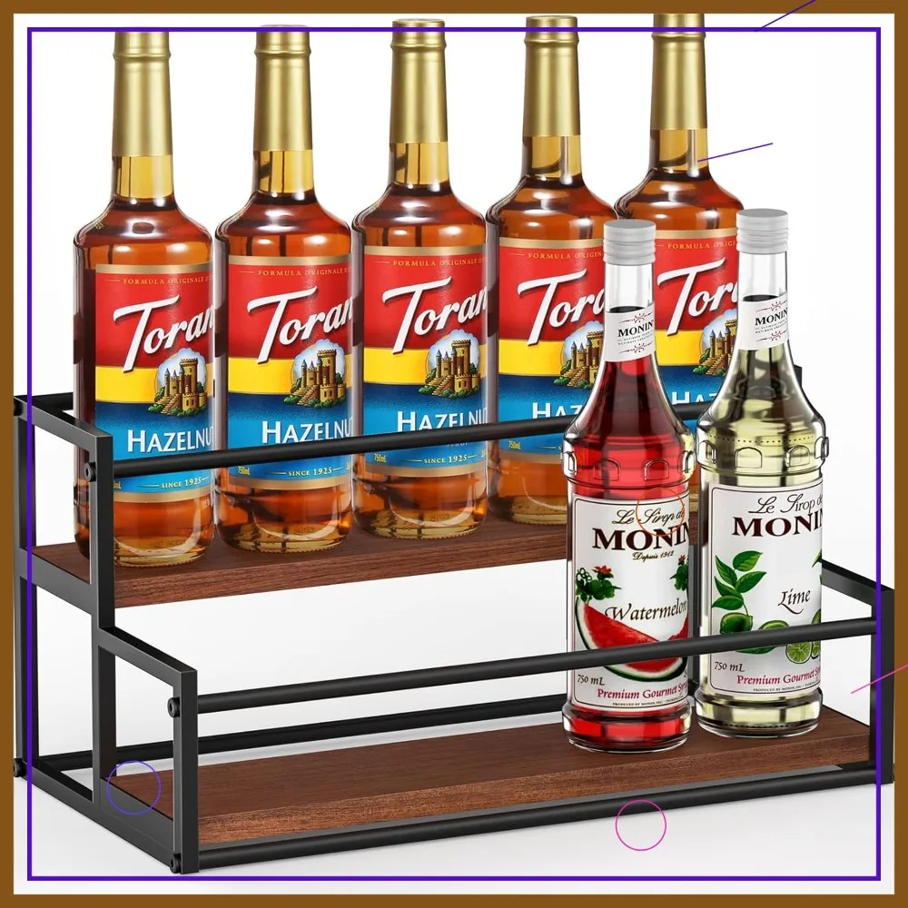 

2-Tier Coffee Syrup Rack Organizer - Holds 10 Bottles for Kitchen, Bar & Coffee Station Storage