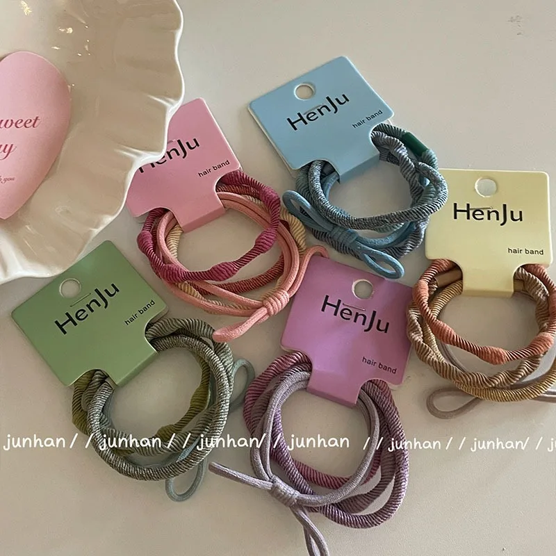 Solid Color Combination Basic Rubber Band Hair Band Head Rope Korean Simple Tied-up Hair Elastic Hair String Set HairAccessories