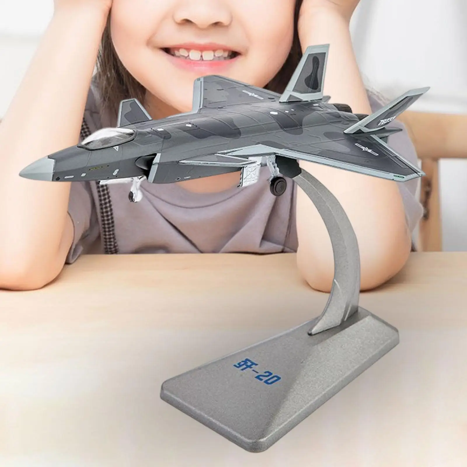 1/144 J20 Fighter Model Ornament Collection Plane for Shelf Home Living Room