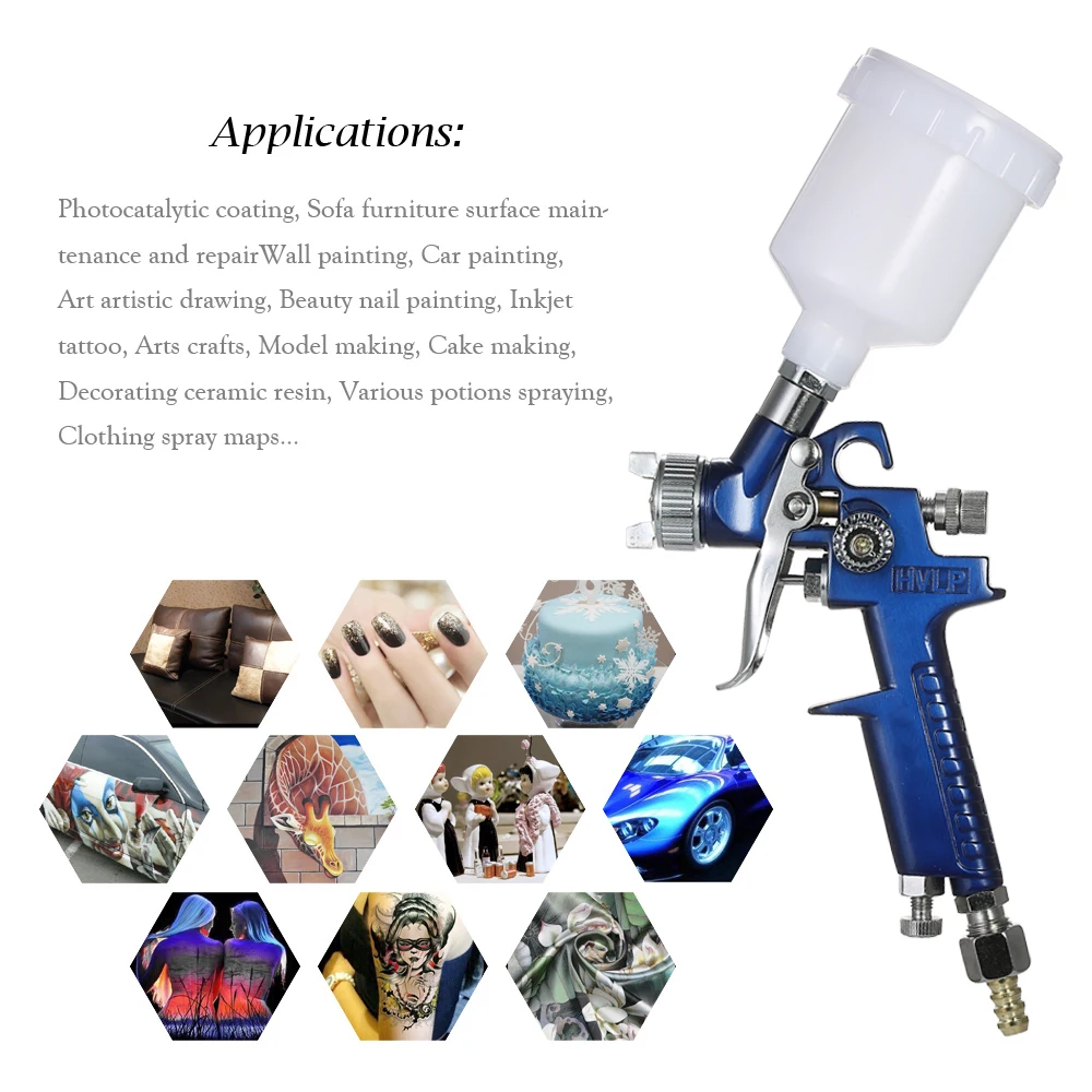 0.8mm/1.0mm Mini HVLP Spary Gun Paint Airbrush Gravity Feed Air Brush for Wall Car Painting Nail Cake Decorate Painting Spraying