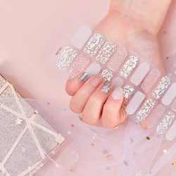 Semi Cured Gel Nails Art Stickers Fashion Solid Color Manicure Decal UV LED Lamp Need Gel Nail Decals Nail Sticker Decoration