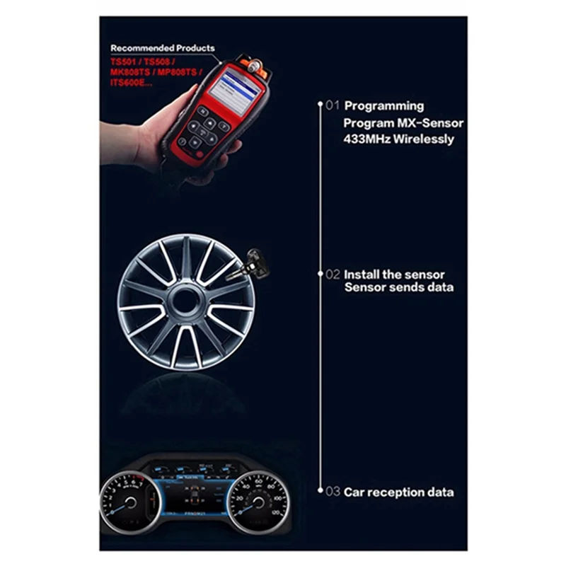 40Pcs Programmierbare MX Sensor 315MHZ + 433Mhz 2 In 1 TPMS Reifendruck Sensor Monitor Für Autel werkzeug TS408 TS508 ITS600