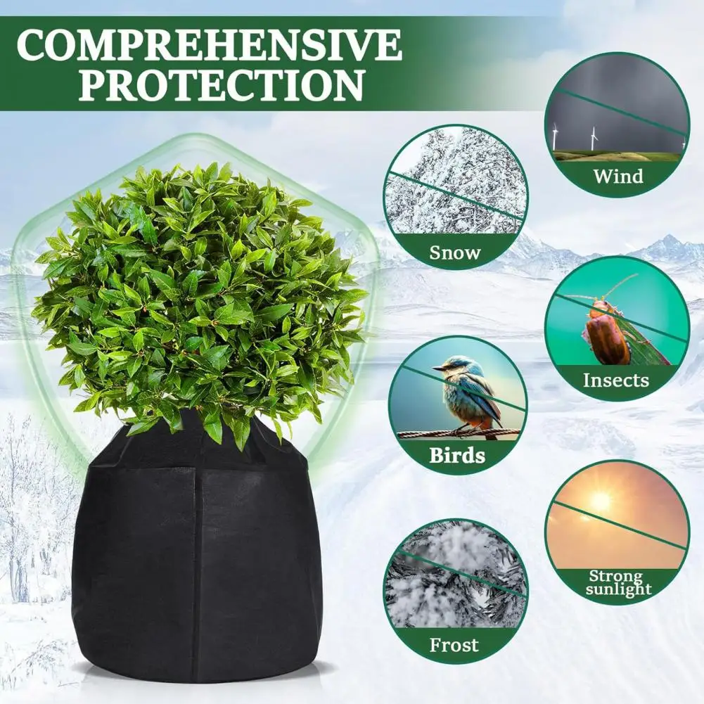 Hail Resistant Plant Cover Winter Plant Bags Insulation Film Covers for Freeze Weather Reusable Drawstring Planter