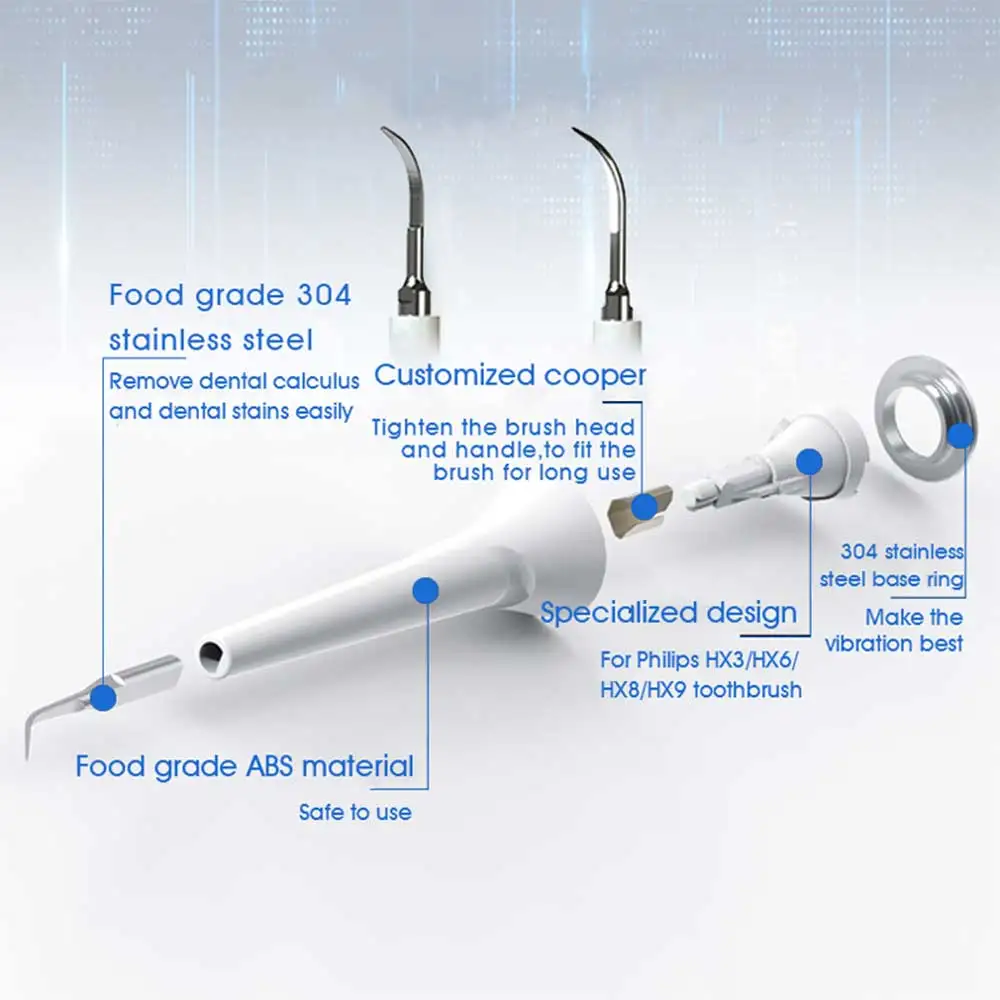 Dental Scaler Tip Toothbrush Cabeça, Cálculo dental Remoção, Dentes Limpeza, Philips Sonicare Diamante, Escova de dente limpo, 2pcs