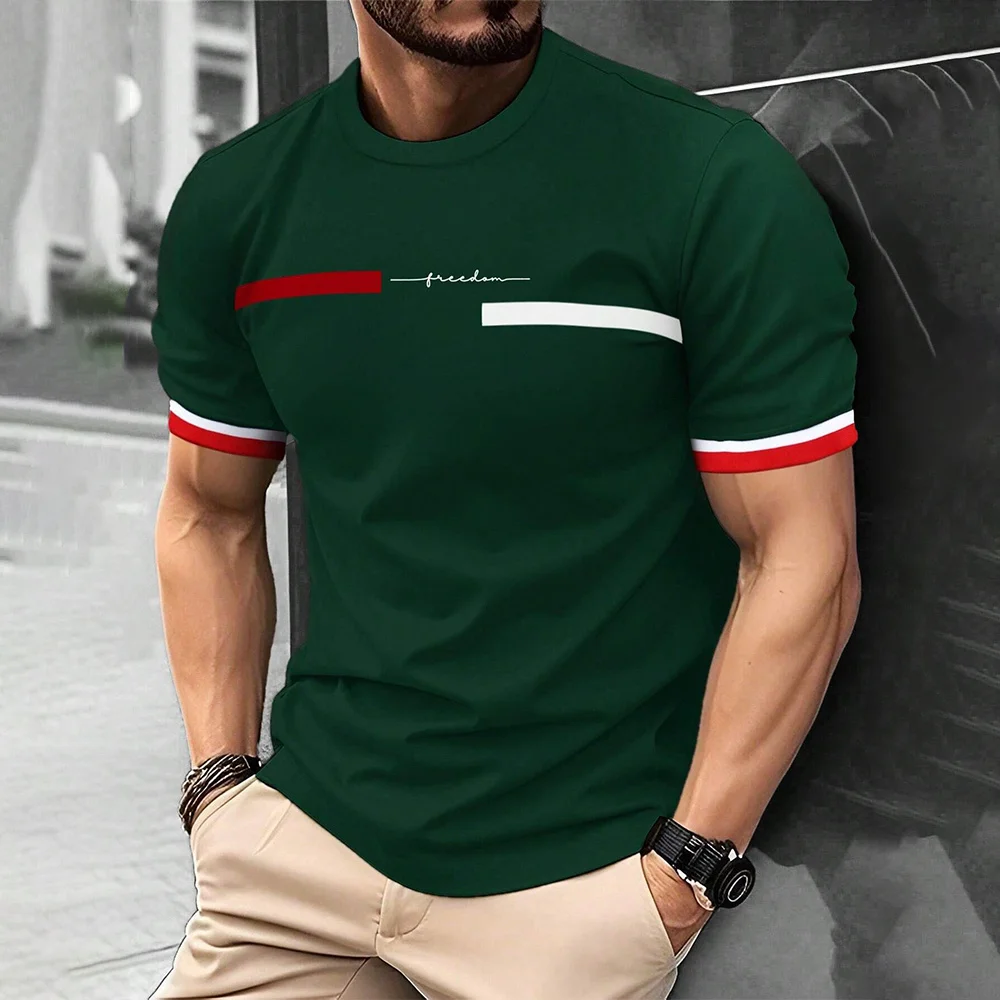 Men's 3D striped printed T-shirt men's hip-hop trend Harajuku streetwear round neck T-shirt comfortable and breathable image 6