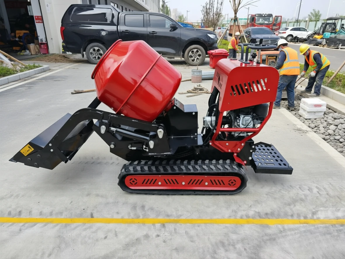 Self Loading Tracked Small Batch Concrete Mixing Vessel Diesel Crawler Walking Villa Small Construction Batching Equipment