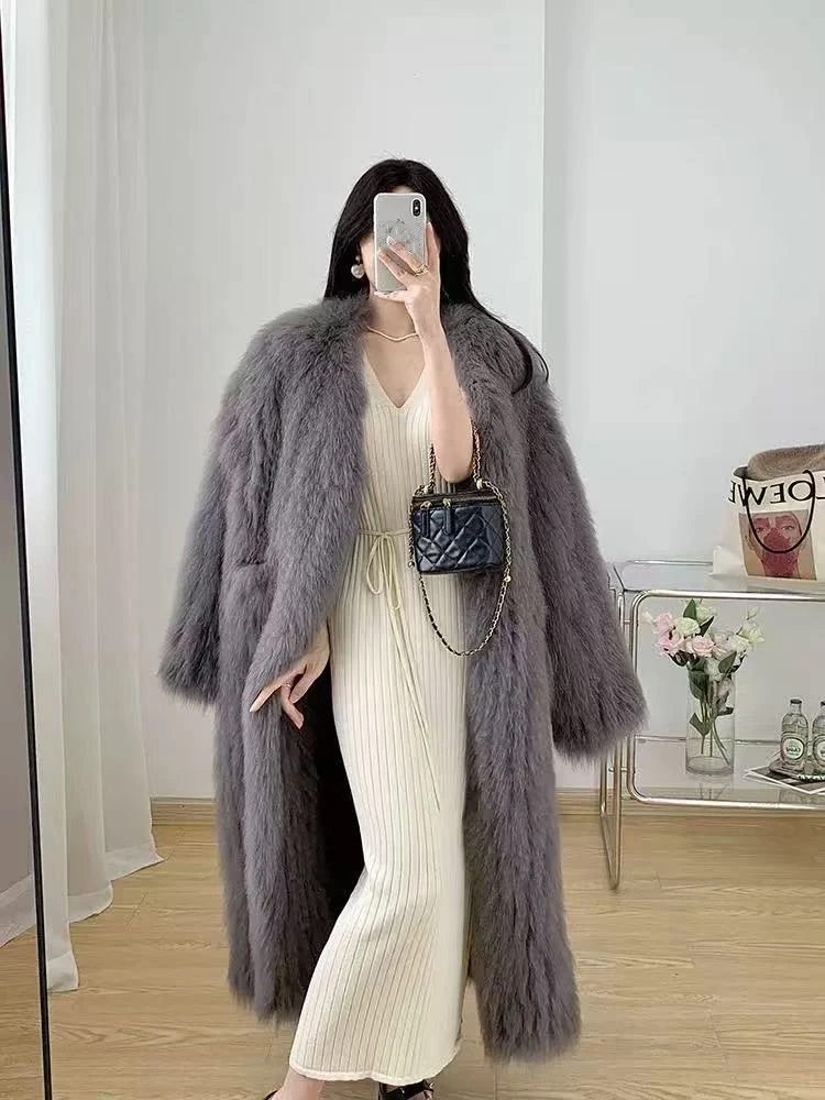 معاطف شتوية ميدي من الفرو الصناعي للنساء Y2K سترة فاخرة فضفاضة منفوشة للسيدات ملابس خارجية دافئة وأنيقة من الفرو