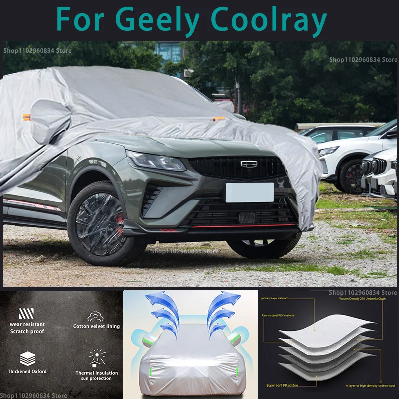 

For Geely Coolray 210T Waterproof Full Car Covers Outdoor Sun uv protection Dust Rain Snow Protective Auto Protective cover