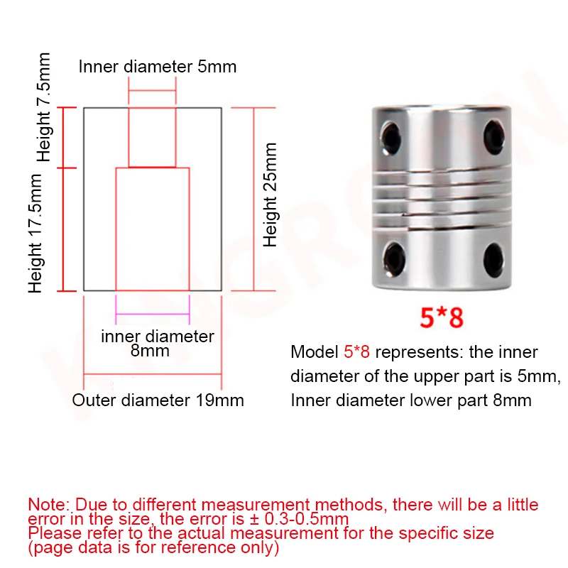 D19*L25 Aluminium flexible Jaw Shaft Coupling 5 8 6.35mm 8mm 10mm CNC Stepper Motor Coupler Encoders Engraving Machine