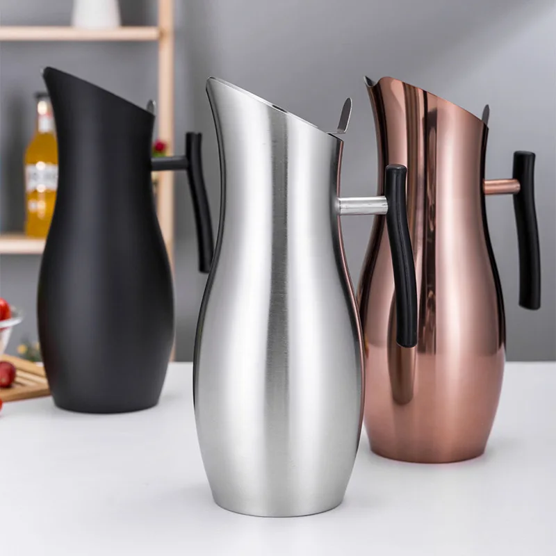 304Stainless Steel Cold Water Bottle Large Capacity Water Jug Milk Tea Pot Juice Jug Cold White Open Jug