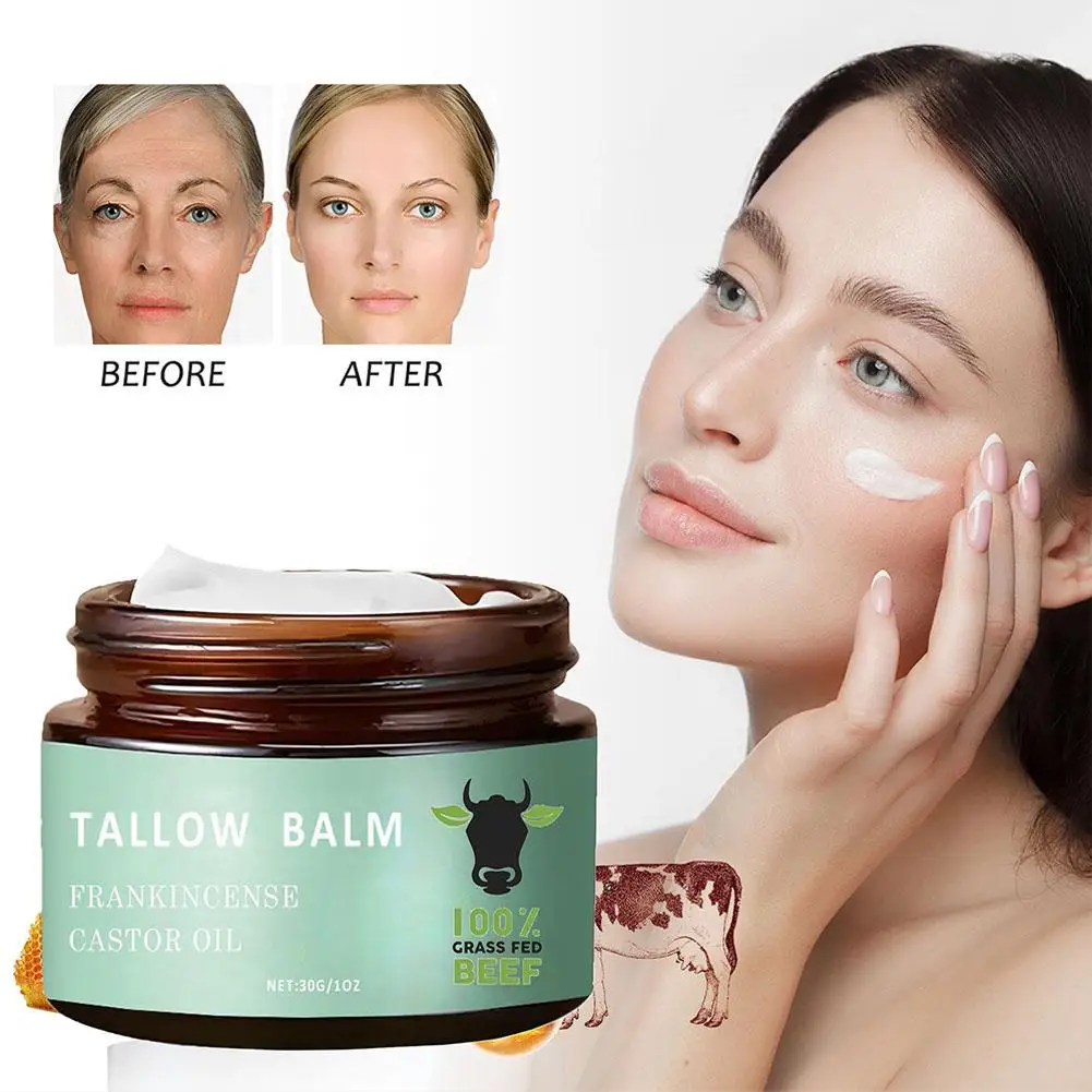 Beef Tallow Paste Deeply Moisturizer Brightening Wrinkle Remover Grass Fed Tallow Wild Honey Face Body Cream Skin Care