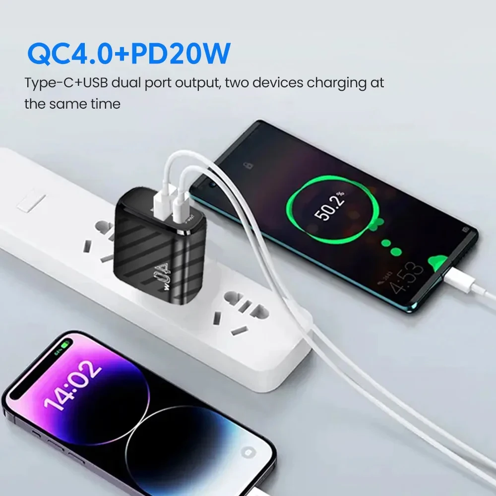 40w ladegerät usb pd20w qc 20w schnell aufladen der handy adapter für xiaomi 13 redmi note 13 pro iphone 15 oneplus handys