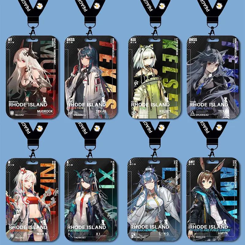 Arknights Amiya Kal'tsit Theresa Tempat Kartu Periferal Anime Kepribadian Kreatif Kartun Bernilai Tinggi dengan Tempat Kartu Tali