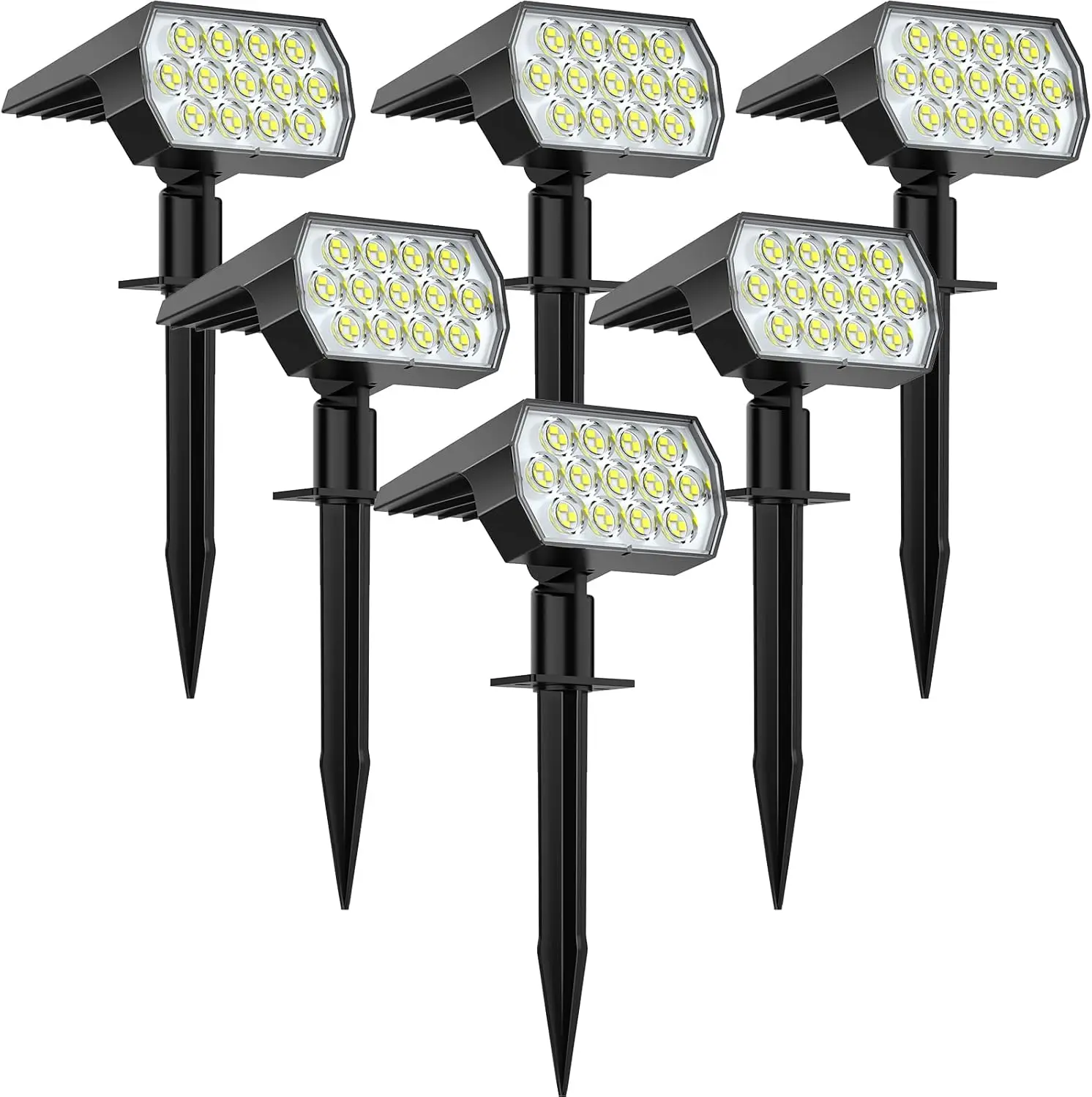 6-Pack Solar Spot Lights, 65 LED Outdoor Landscape Lighting with 3 Modes, IP68 Waterproof for Garden Walkway Driveway