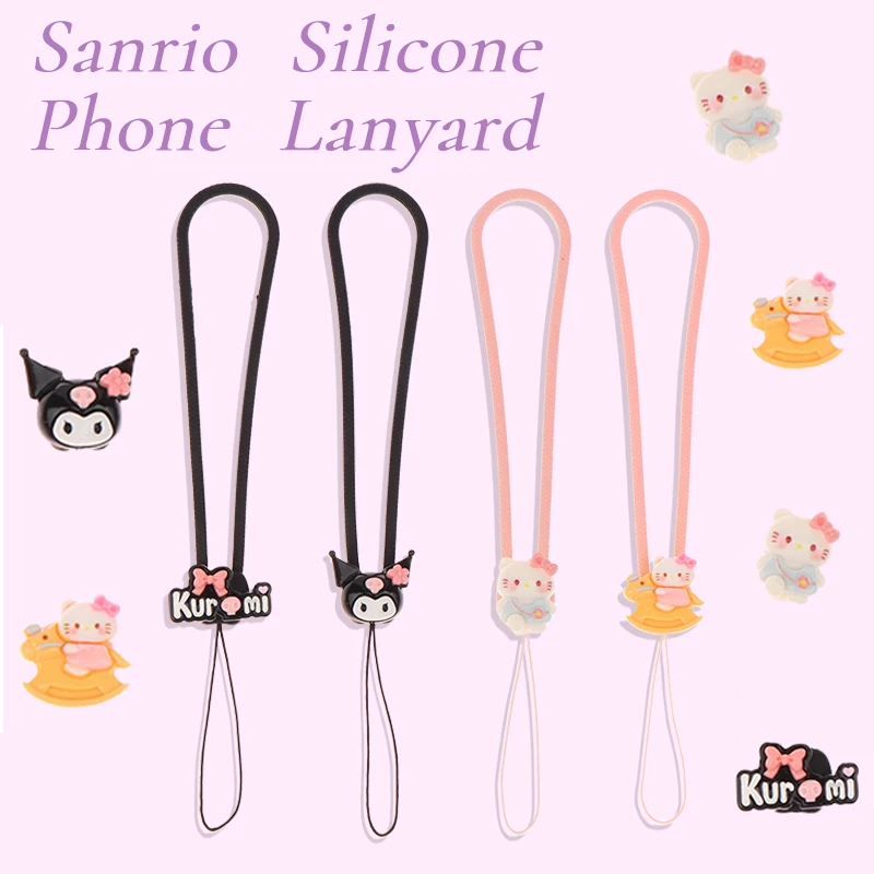 Kawaii Sanrio Hello Kitty Mobile Phone Lanyard Strap String Kuromi Sweet Girl Anti-Lost Wrist Strap Hanging Rope Hand Straps