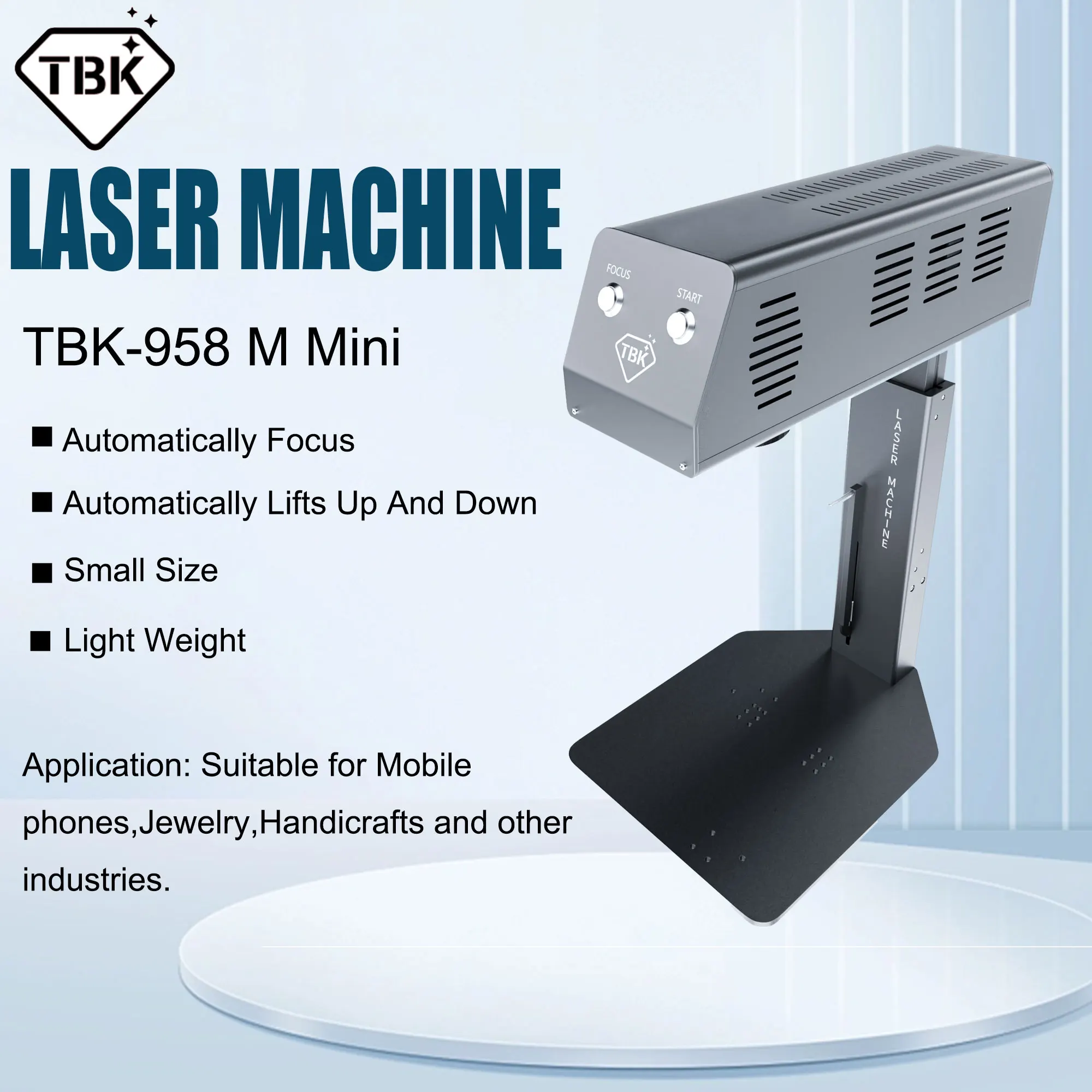 TBK 958M Mini Laser Printing Engraving Marking Autofocus Machine For Smart Phone Rear Glass Replacement and Jewelry Handicrafts