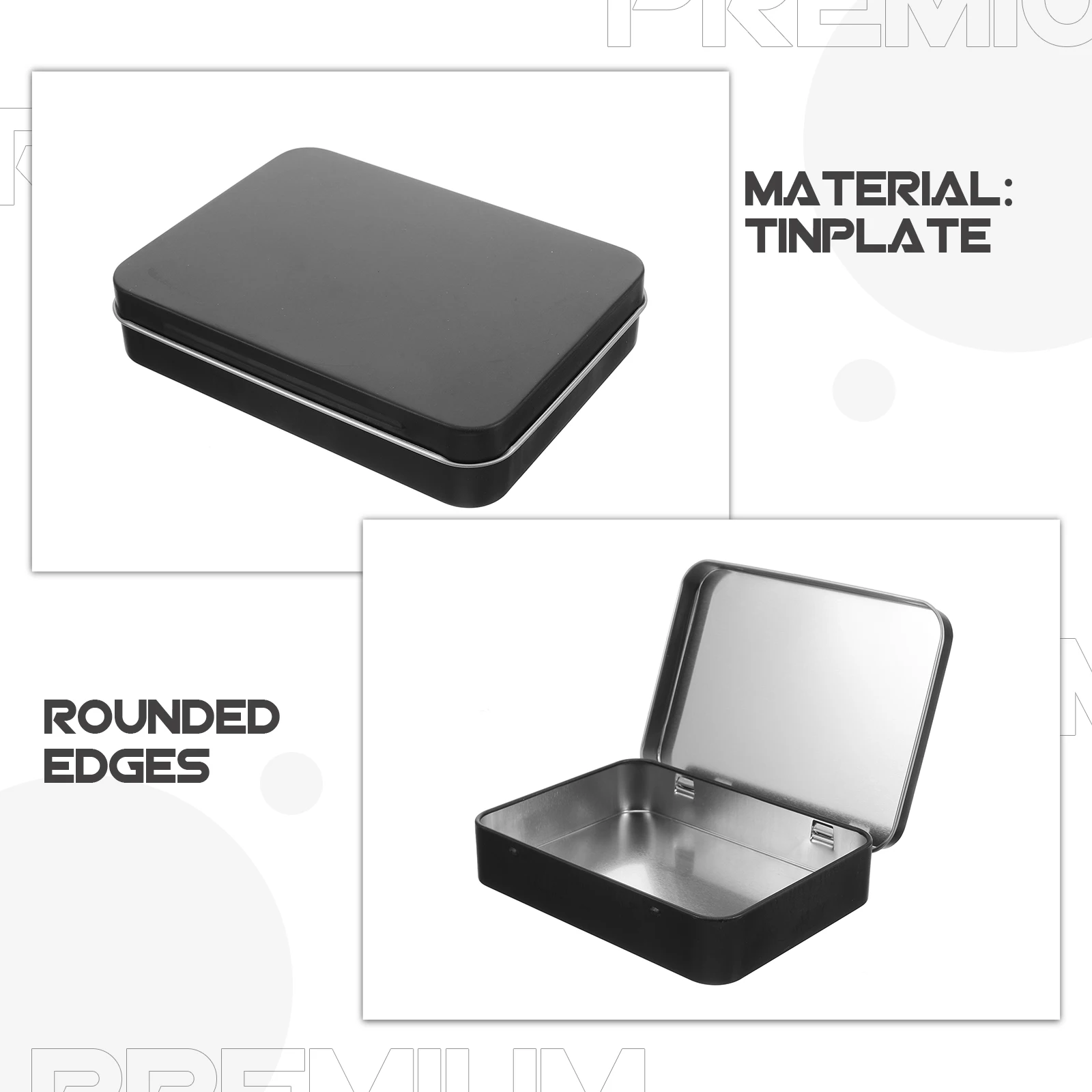 

Premium Rectangular Tinplate Box Smooth Finish Storage Tin for Gifts Keepsakes Spices Empty Tin Container Reusable Metal Case