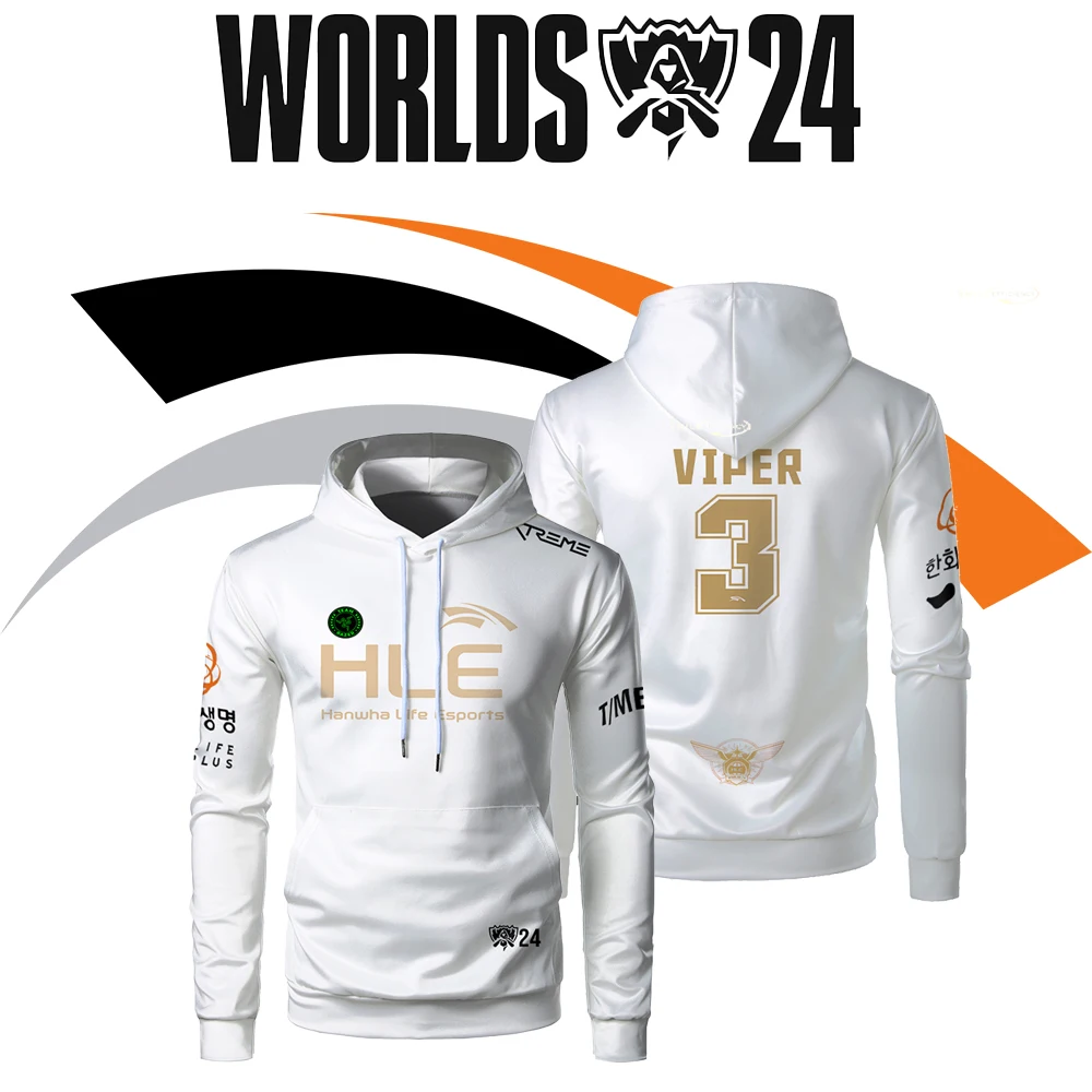 2024 New HLE E-Sports Team Uniform Hoodie League Of Legends World Finals Jersey Sweatshirt LOL Games viper Fans Support Clothes