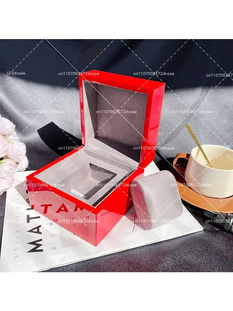 Matte paint watch box, wooden watch storage packaging, gift box, jewelry, wedding red display box, customized logo