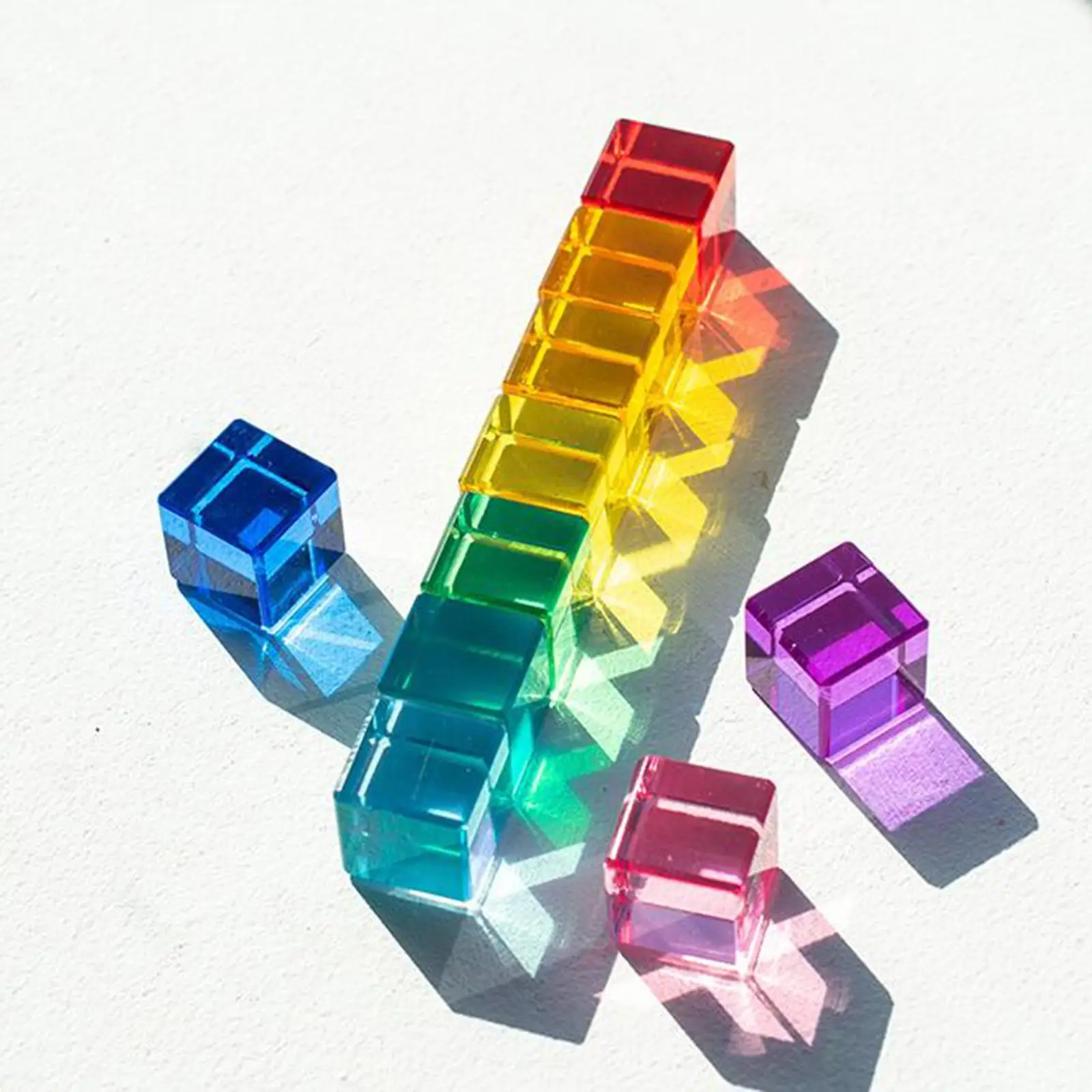 Acryl Blok Regenboog Bouwstenen Bouwstenen Licht Schaduw Stapelen Speelgoed Voor Meisjes Kinderen 3 4 5 6 Kinderen Jongens