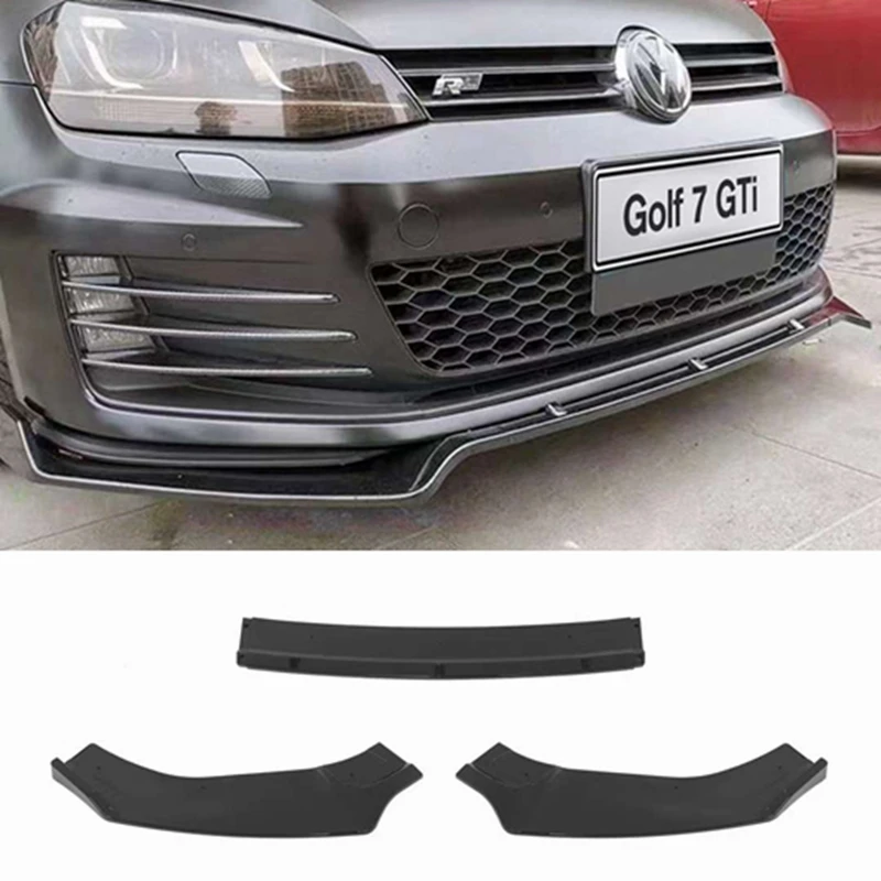 For  Volkswagen GOLF MK7 / 7.5 RLINE/GTi/R 3-Segment Bumper Diffuser Front Lip Body Kit ABS Material