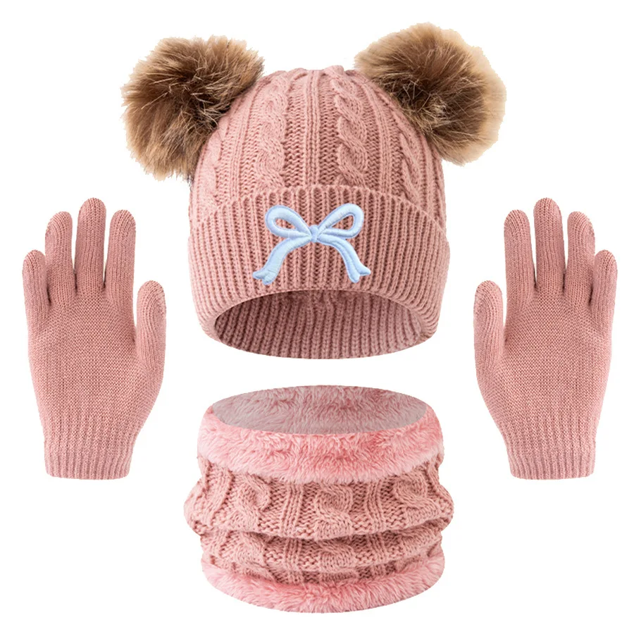 Вязаные шапки, шарфы и перчатки для детей, 3 шт., подходят для детей от 3 до 12 лет, чтобы согреться на открытом воздухе.