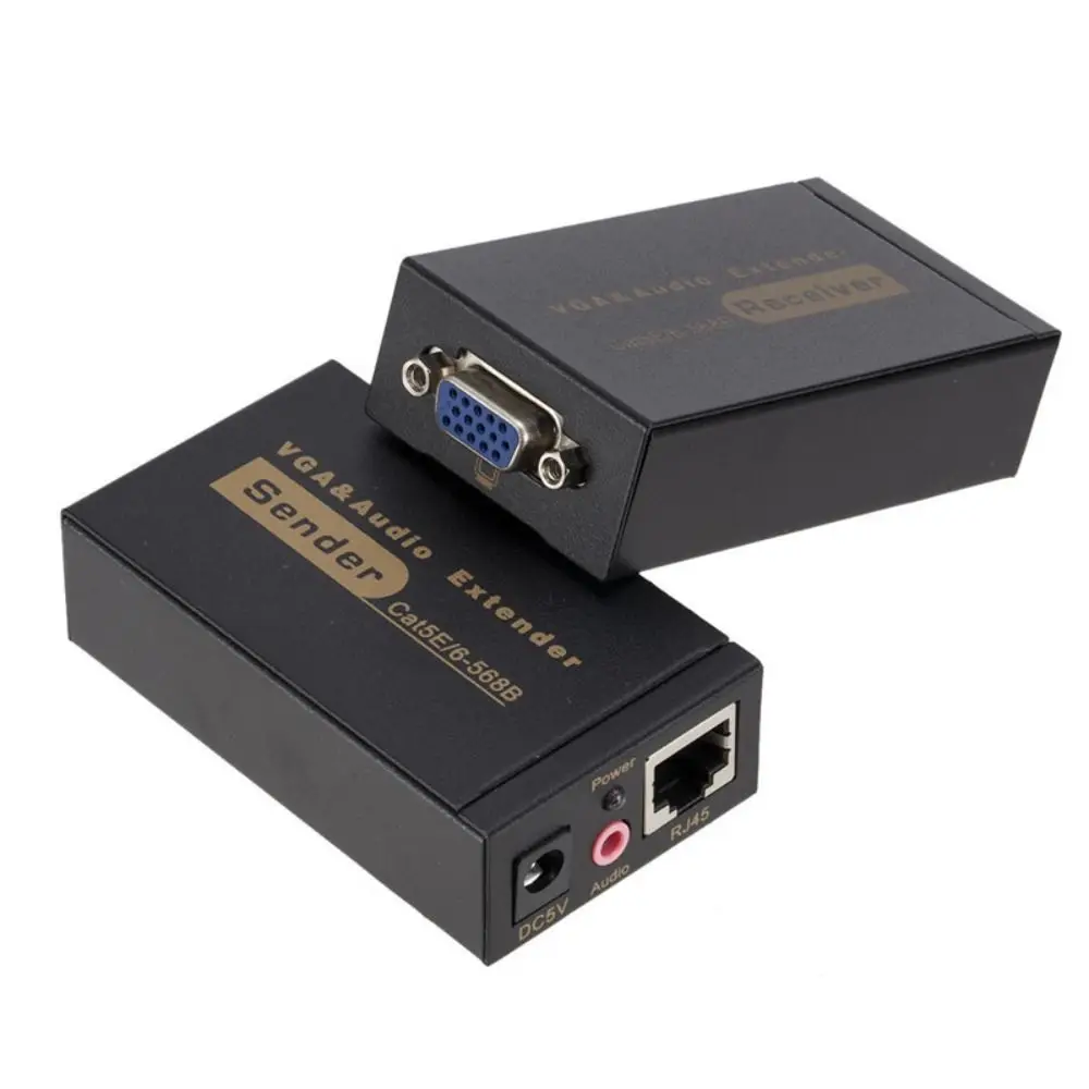 Przedłużacz VGA do RJ45 VGA 100M Video Audio Odbiornik i Nadajnik Cat5/6 VGA do RJ45 Przedłużacz 100M Wzmacniacz Sygnału Ethernet