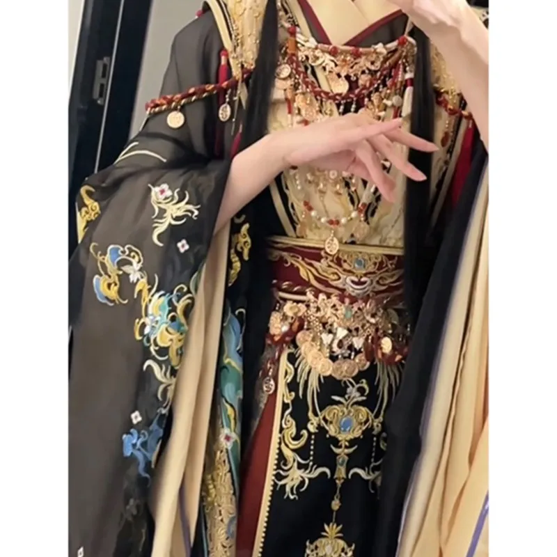 

New Year's robe to wear clothing female heavy industry embroidery Xianqi big sleeve cloak plus cashmere Hanfu