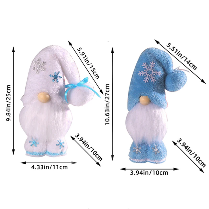 1PC Snowflake Blue and White Rudolph Figurine Decoration Christmas Gnome Standing Faceless Doll Home Tabletop Party Decoration