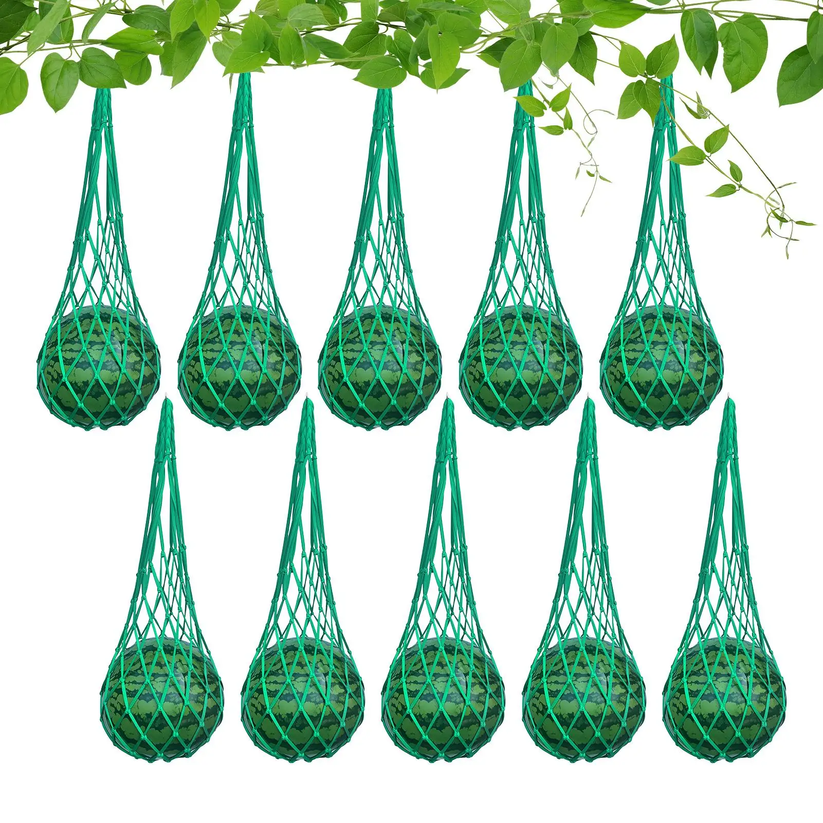 10Pcs Watermelon Hammock 60cm Breathable Reusable Fruit Storage Net for Melon Cucumber Vegetable Outdoor Garden Yard Patio