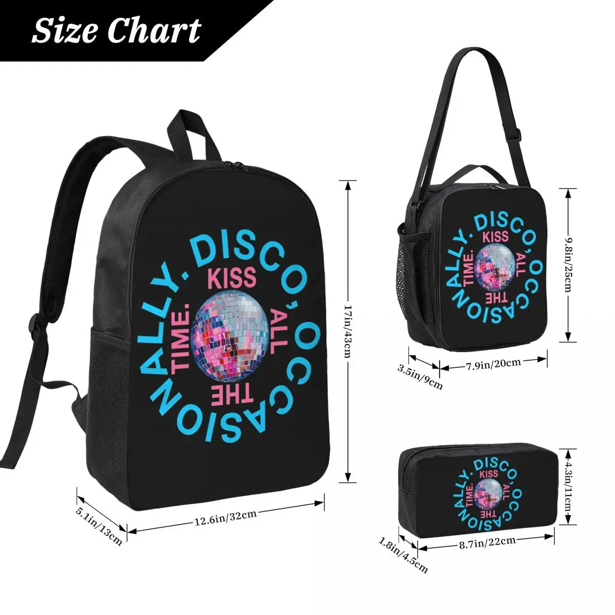 Harrys Styles Kiss All The Time Disco Occasionally Kids Backpack Lunch Box Pencil Boxes for Boys Backpacks Schoolbag Bookbag Set