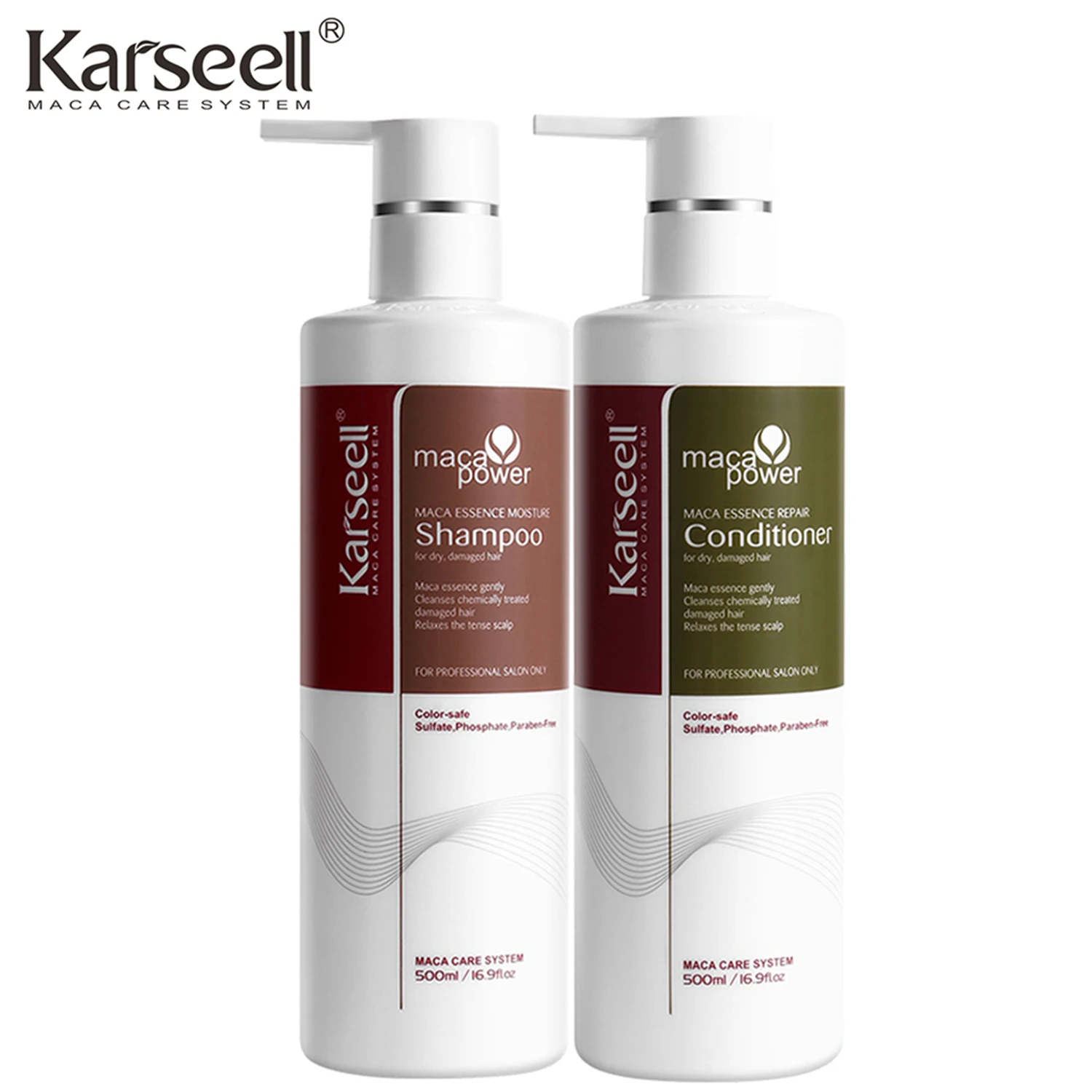 set-originale-karseell-shampoo-idratante-balsamo-500ml-con-olio-di-argan-trattamento-per-capelli-secchi-e-danneggiati