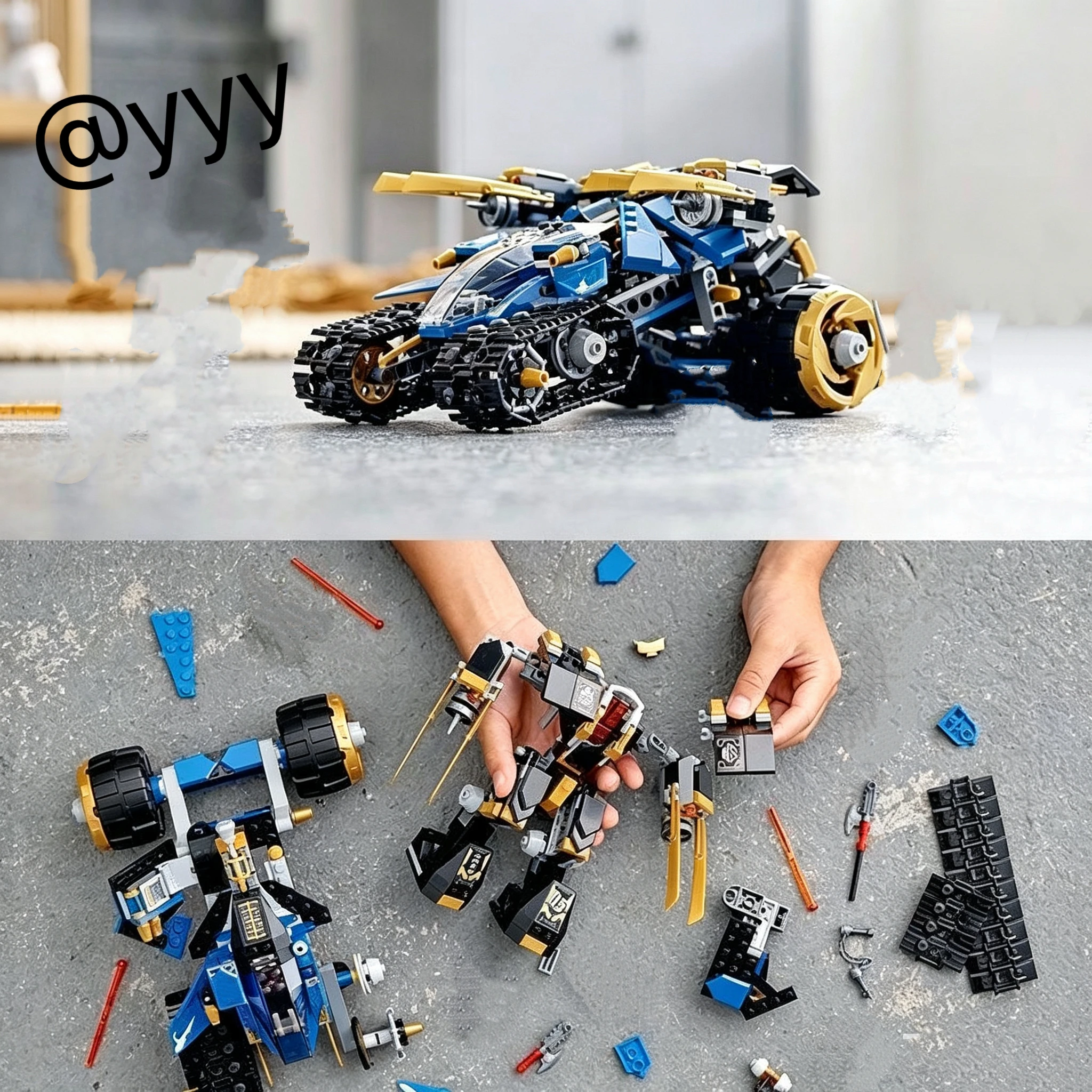 NEW/606pcs mecha deformable thunder assault chariot assembly collection ornaments birthday Christmas gift