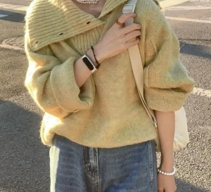 Frisches Ankunfts-Top-Shirt, stilvoller, modischer Strickpullover mit Kragen für Damen, neues Design, Sensation, elegante Herbstsaison