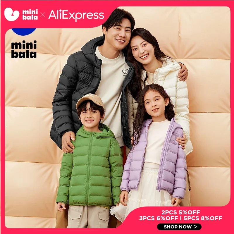 

Mini Bala Down Jacket for Boys and Girls Light and Warm Baby Parent-Child Windproof Trendy Solid Color Outerwear