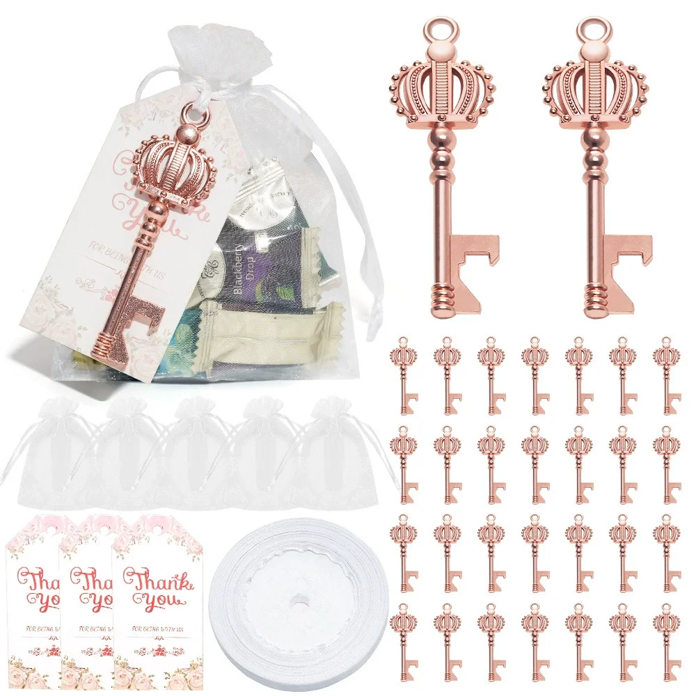 30PCS Key Bottle Opener Paper Card Marriage Wedding Decoration Bridal Shower Gifts Wedding Souvenir Favors For Guests Durab