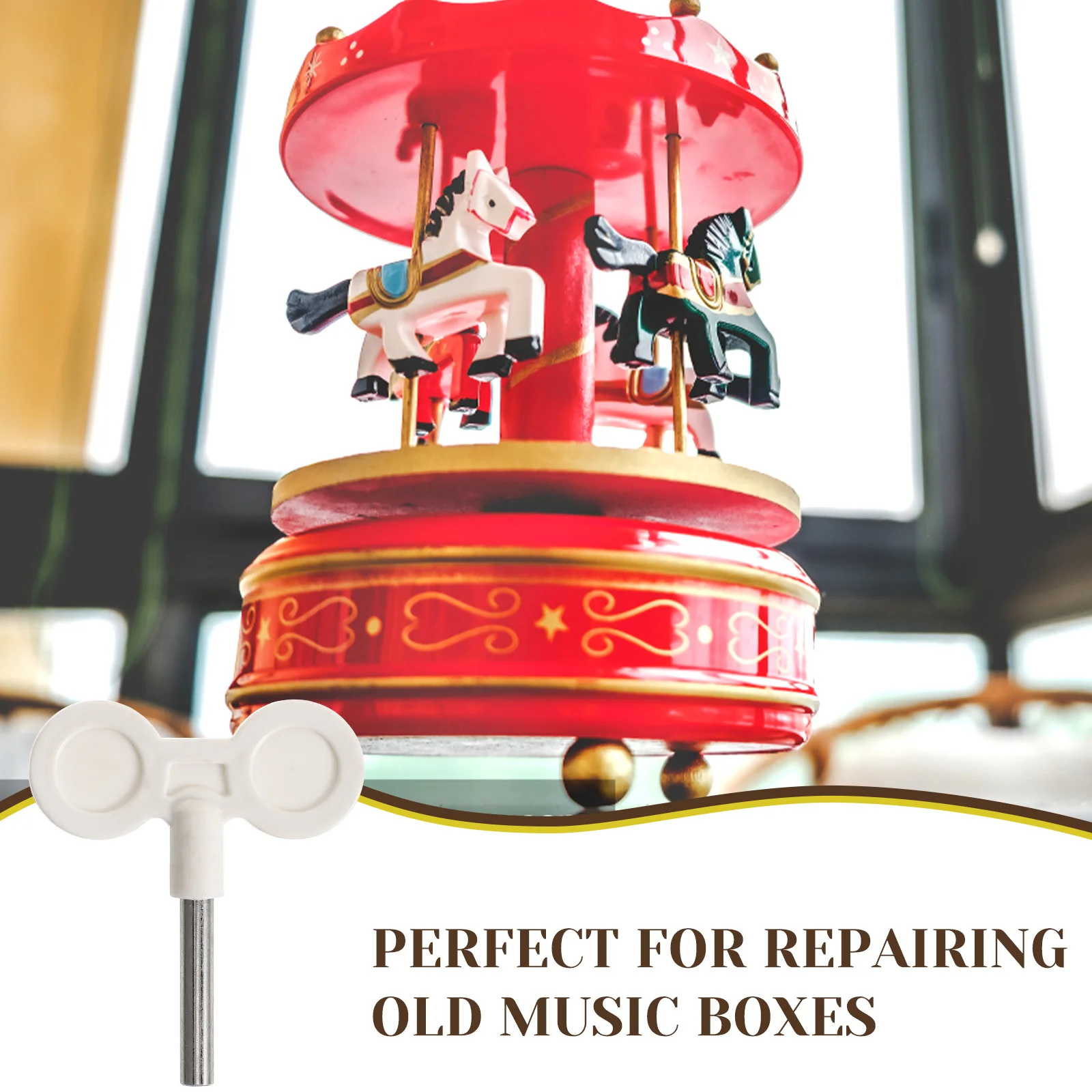 

2 Pcs Music Box Accessories Key Replacement Musical Mechanism Knob Restoration Metal Winding