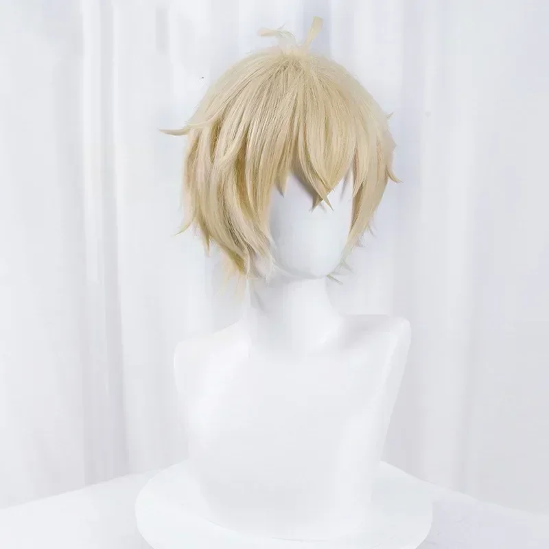 Peluca de Cosplay Mikaela Hyakuya para Hombre, Rubio Corto Claro, Pelucas de Cosplay Anime, Resistentes al Calor, Sintéticas 2