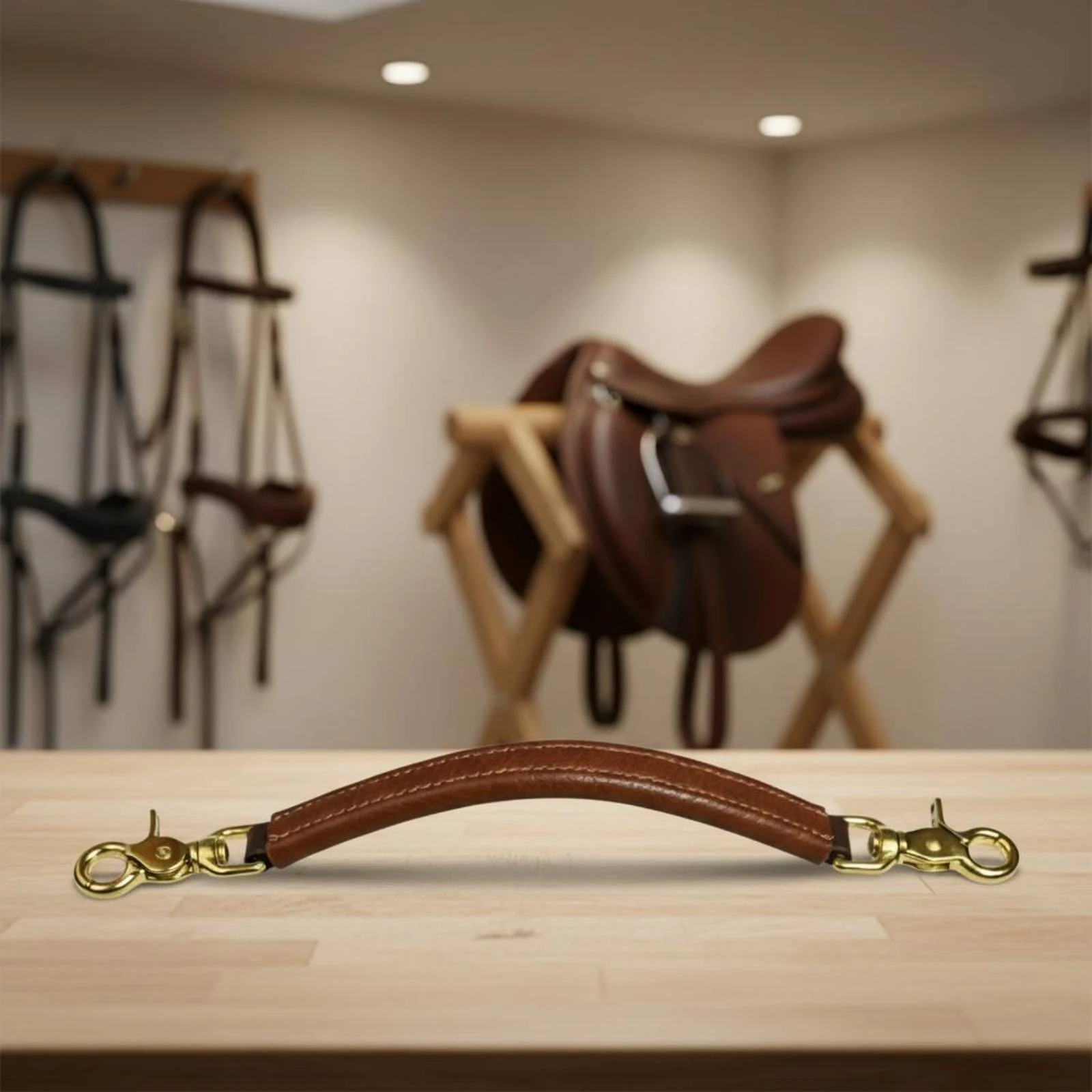 Jumping Saddle with Handle Cushioned Comfort Dressage Saddle Safety Strap Equestrian Gear Leather Look Long-Lasting