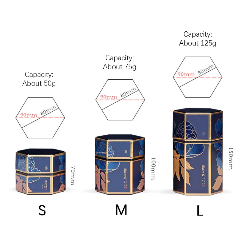 六角形のお茶収納容器、コーヒー缶、お茶用食品収納容器、コーヒーハーブ、キャンディー、チョコレート、砂糖スパイス