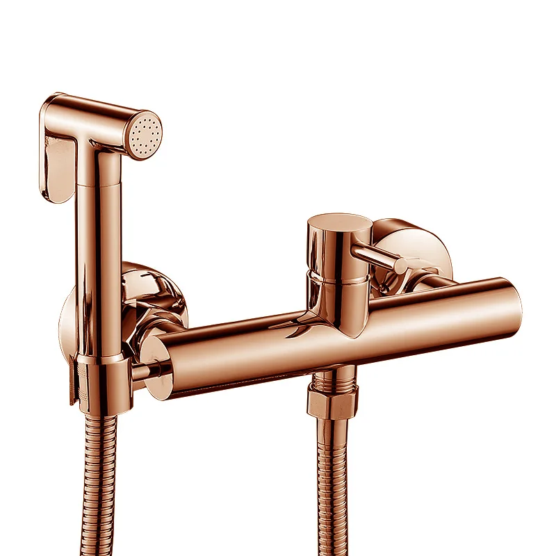 銅製高品質ポータブル壁掛け2穴温冷水クロムカラーバスルームスプレーヤー蛇口ミキサービデセット