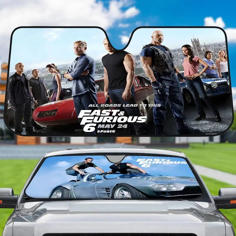 

Классические фильмы F-Fast и F-Furious, новинка, солнцезащитный козырек на лобовое стекло автомобиля, 70x130 см, мультяшная фольга, чехол на лобовое стекло автомобиля