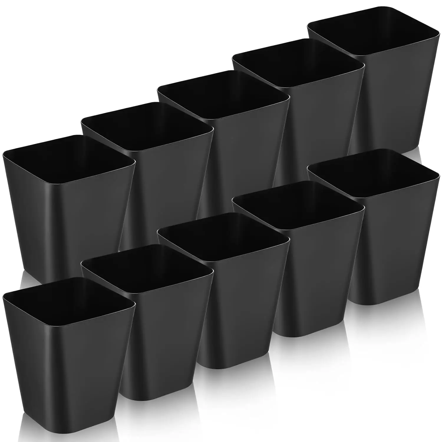 

10-Pack Small Plastic Trash Cans, 2 Gallon Capacity for Bathroom, Office, Kitchen, Living Room, Bedroom - Black