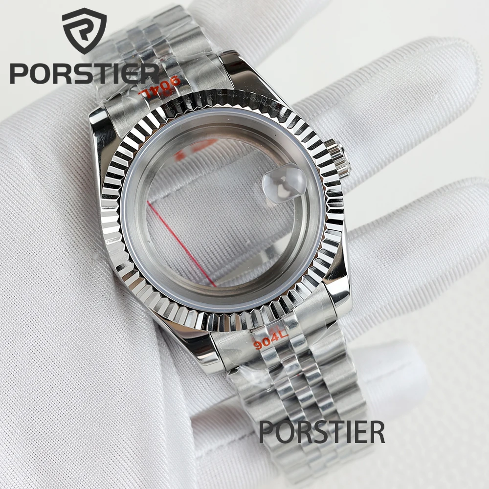 36/39mm rose gold /silver NH35 watch case sapphire glass fit NH35 NH36 movement 28.5mm dial jubilee bracelet stainless steel