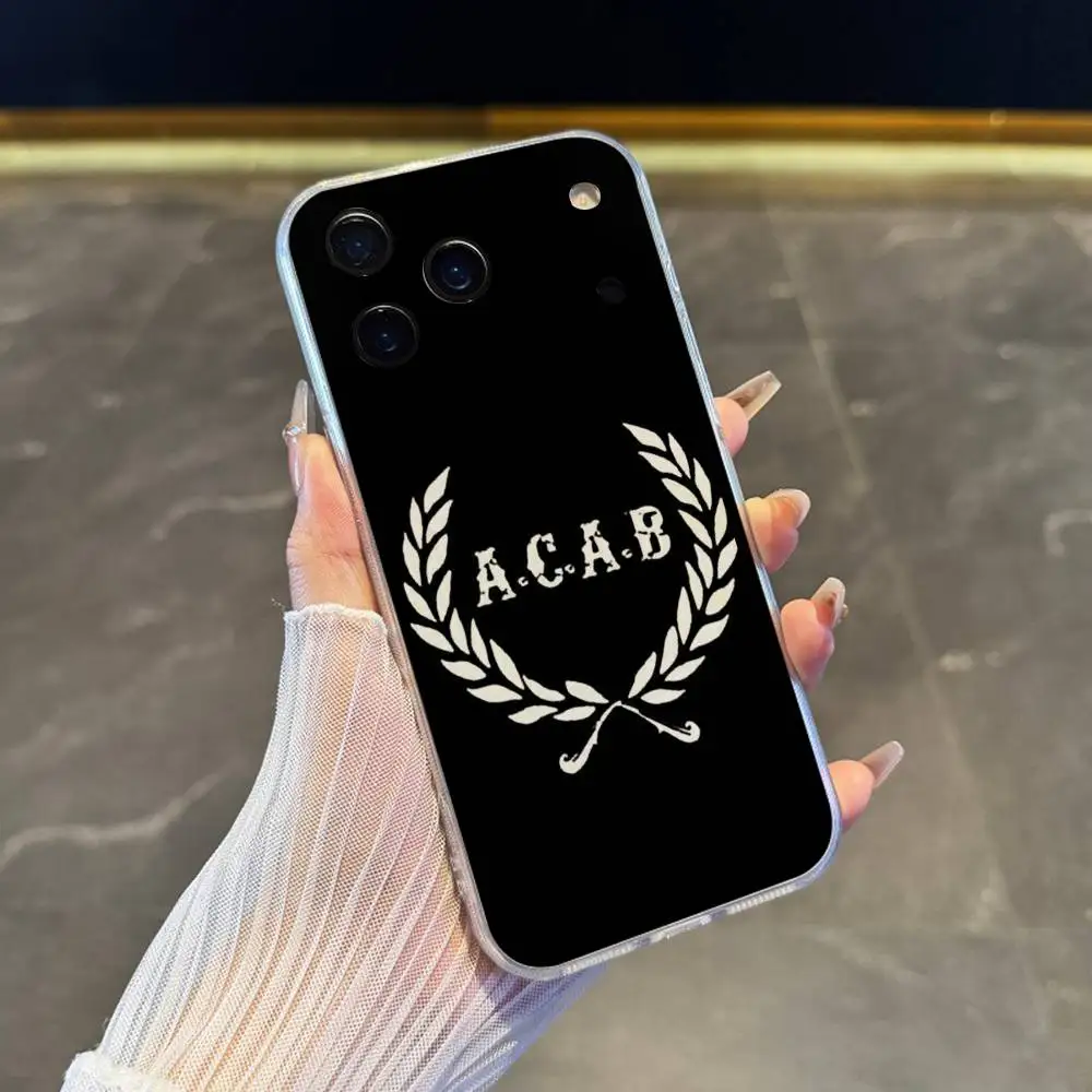 A-Acab ウルトラフォンケース iPhone 17、16、15、14、13、12、11 Pro、Max、Plus、X、XS、XR、SE4、E Mini用 透明ソフトカバー