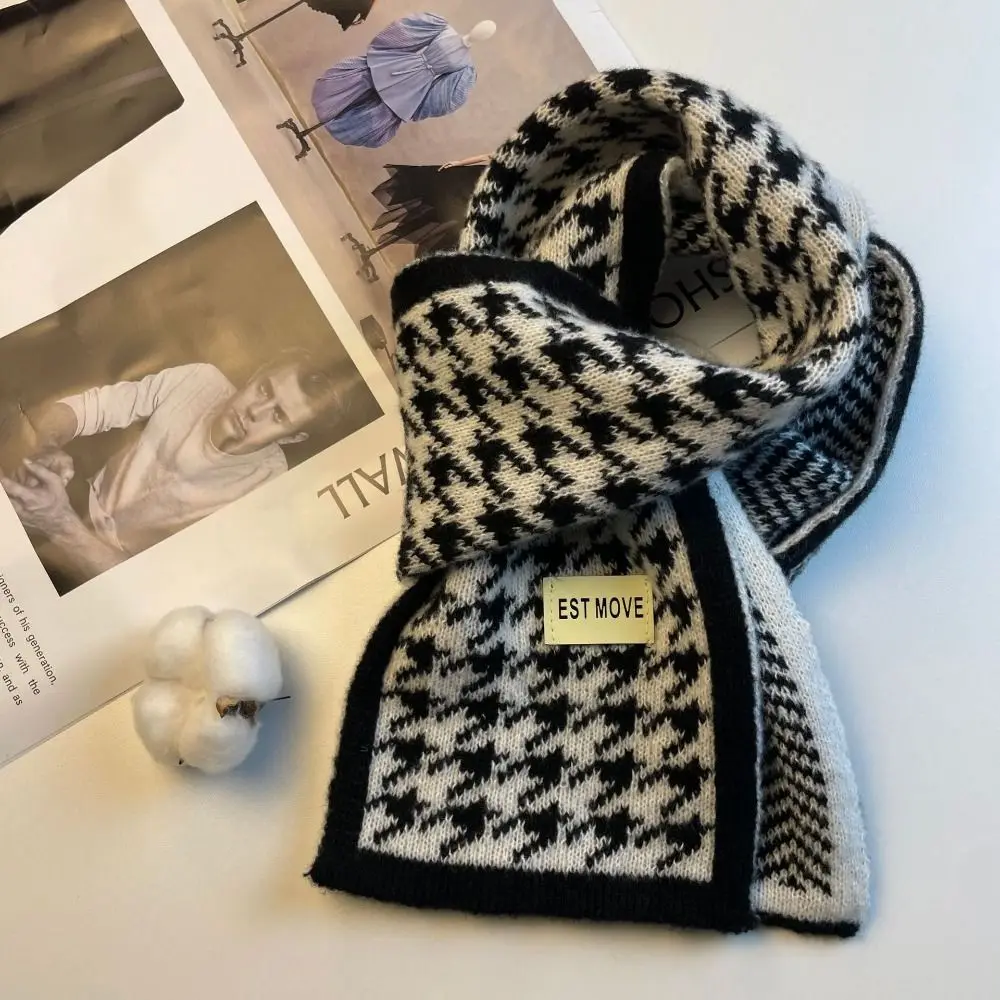 Winter Grid Knitted Scarf Fashion Women Long Scarves Female Vintage Big Scarf Soft Warm Thickened Scarf