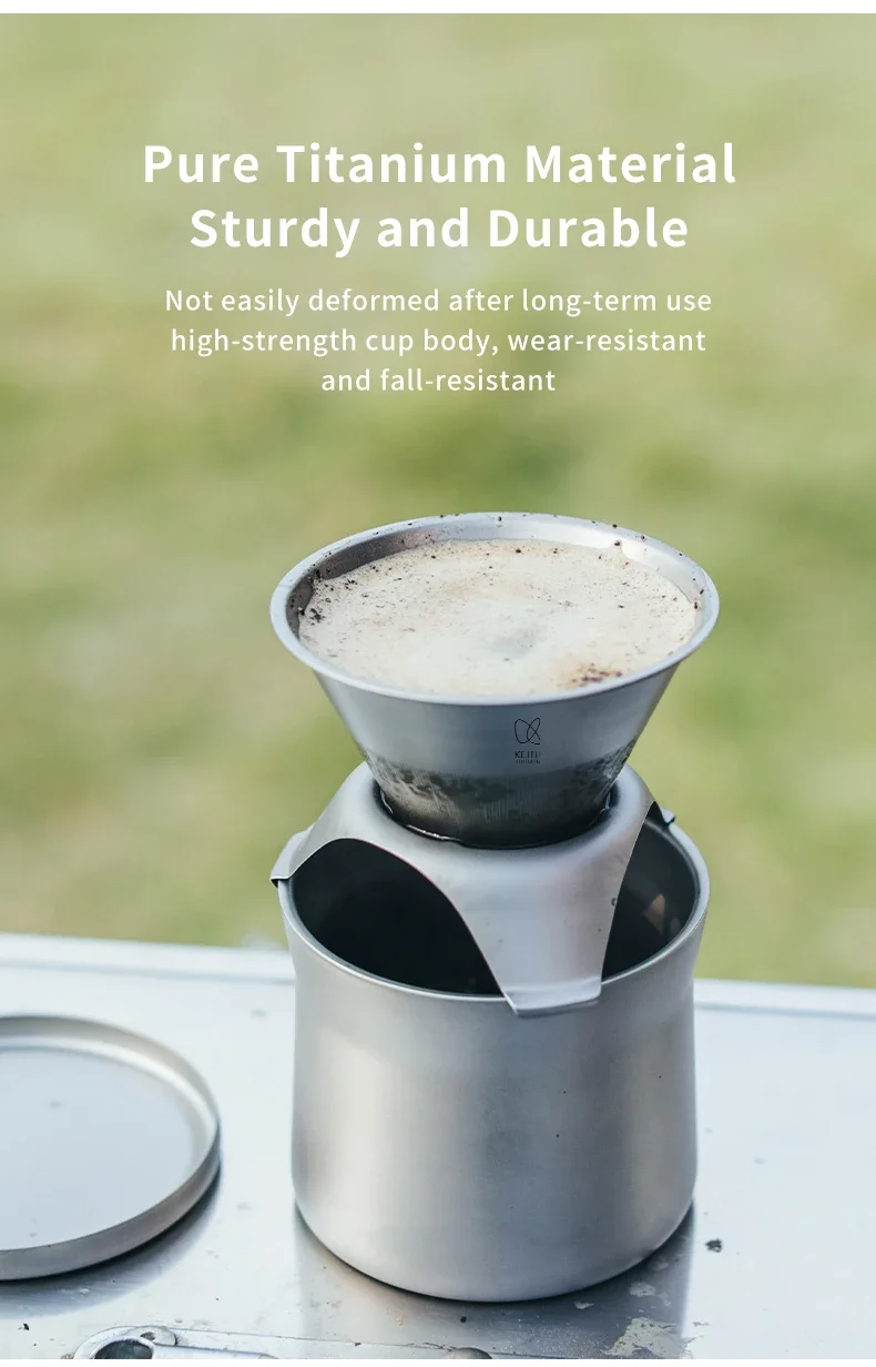 Keith Titanium Ultralight Kaffeemaschine Ti3911, inklusive maßgeschneiderter Premium-Lederhülle, multifunktionale Teetasse für Outdoor-Camping – Detail 5
