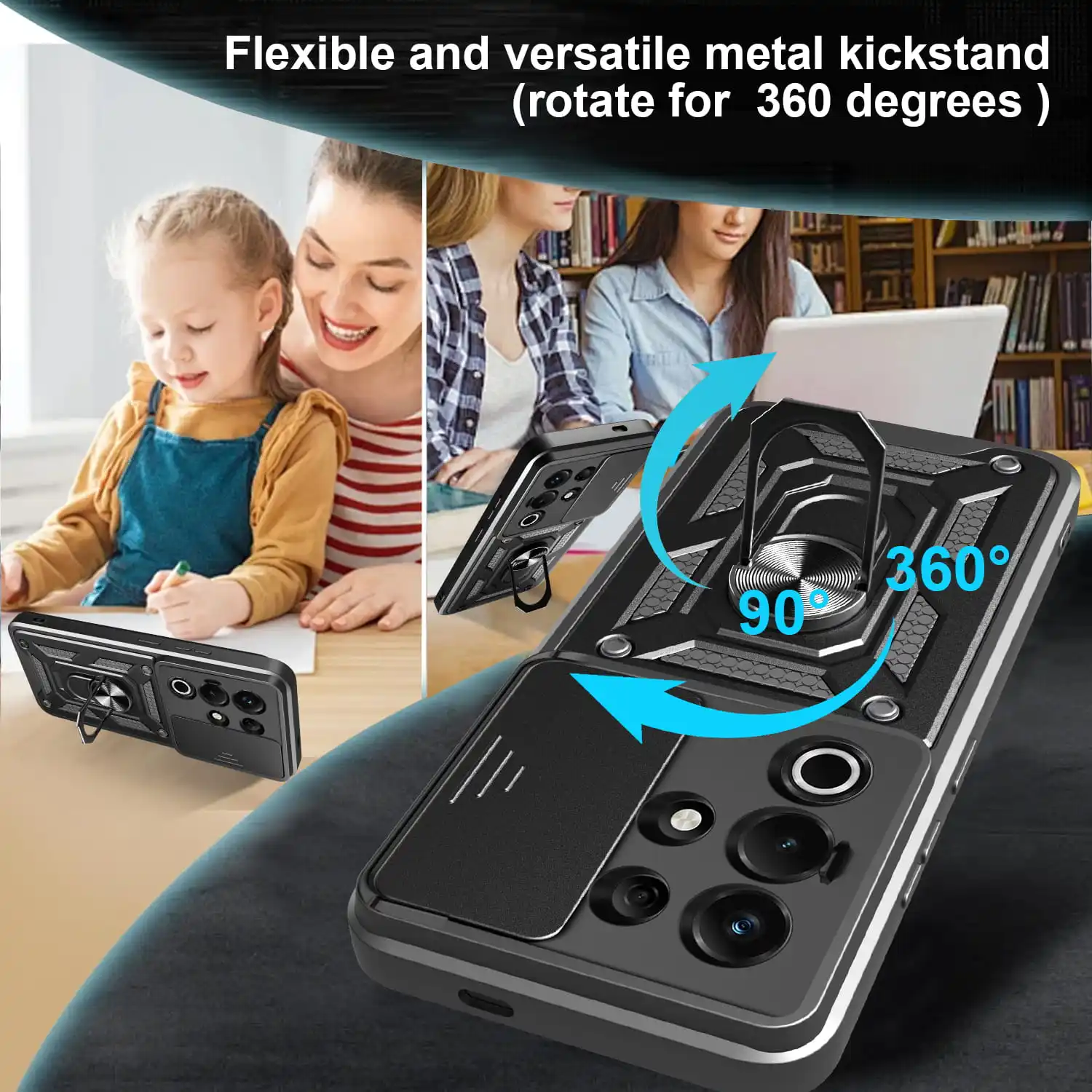 حافظة لهاتف itel S25 Ultra Slide Camera Protect Stand Phone Shell Funda لهاتف S25 4G S24