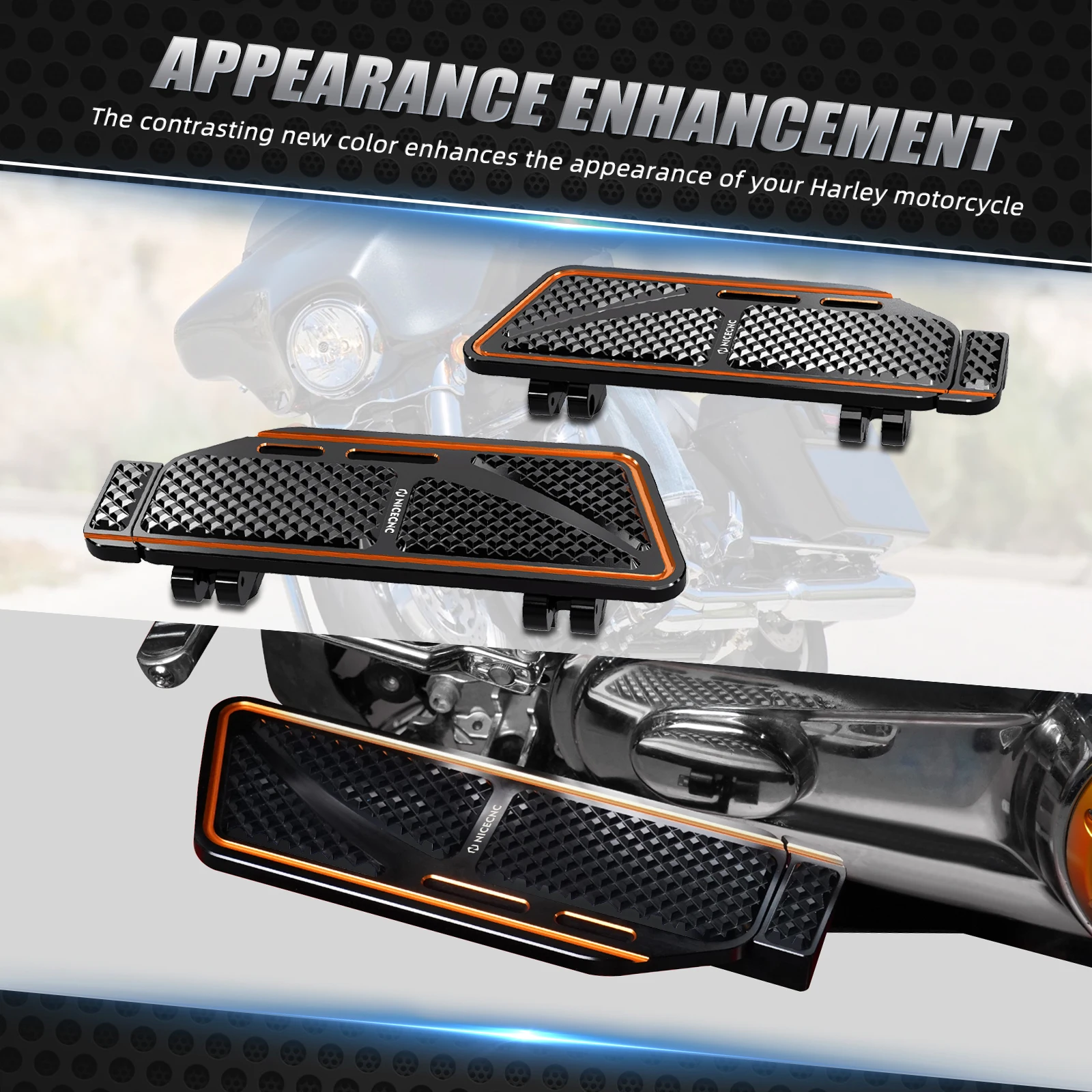 Für Harley Street Glide FLHX Road Glide FLTRX /Special Road King FLHR 2017-2024 NICECNC Fahrer-Fußbretter Beifahrer-Fußrasten Pedale – Detail 5