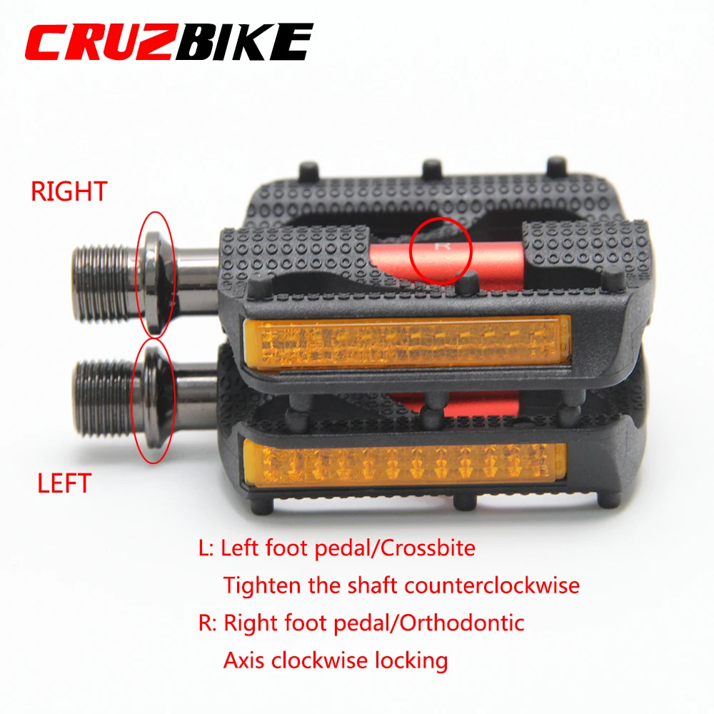 CRUZbike Ultralight Children\'s M14 Bicycle Pedals Anti-Slip Reflector Warning Kids Bike Pedals 14mm Flat Pedal Cycling Parts